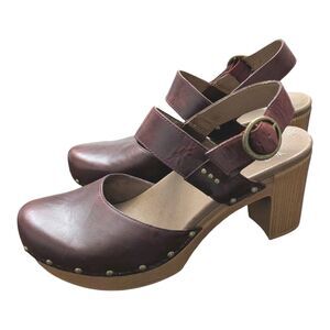 Dansko Dotty Women's Brown Leather Heeled Clog Sandals EU 40 US 9 Boho Mary Jane